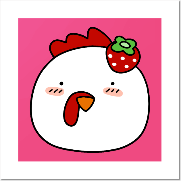 Strawberry Chicken Face Wall Art by saradaboru